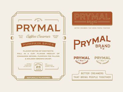 Prymal Coffee Creamer branding coffee coffee branding coffee creamer coffee design creamer logo packaging retro vintage