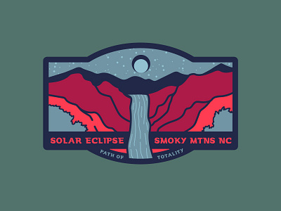 Solar Eclipse - Path of Totality eclipse illustration line art moon mountains solar solar eclipse space sun waterfall