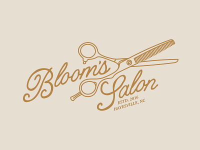 Bloom's Salon antique barber beauty illustration line art mountains nc salon type vintage