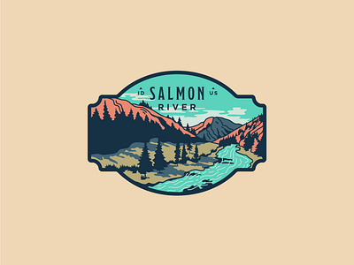 Salmon River idaho illustration line art mountains outdoors river salmon sendero west
