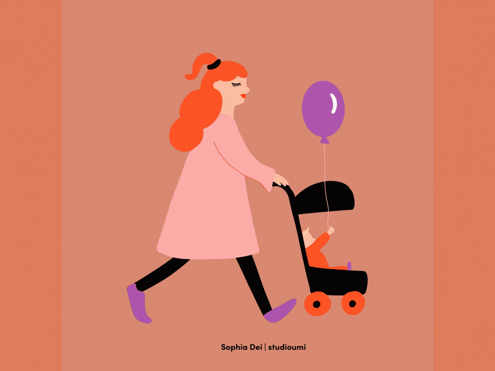 Personal Animation Project - Woman walking animation gif illustration