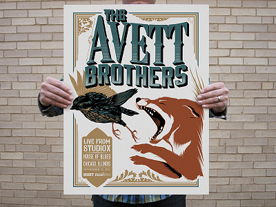 The Avett Brothers illustration poster screen print typography