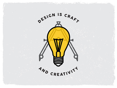 Design Is Craft And Creativity bold design flat geometric icon illustration lightbulb monoline rebound type typography yellow