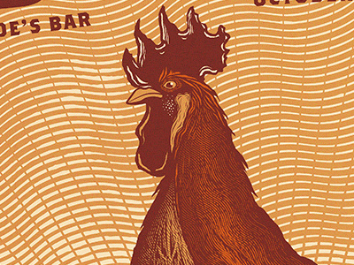 Rooster illustration poster screen print