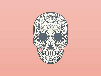 Bicycle themed skull bicycle flower illustration ornate pink skull