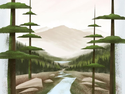 Oregon Landscape forest illustration mountain trees wacom