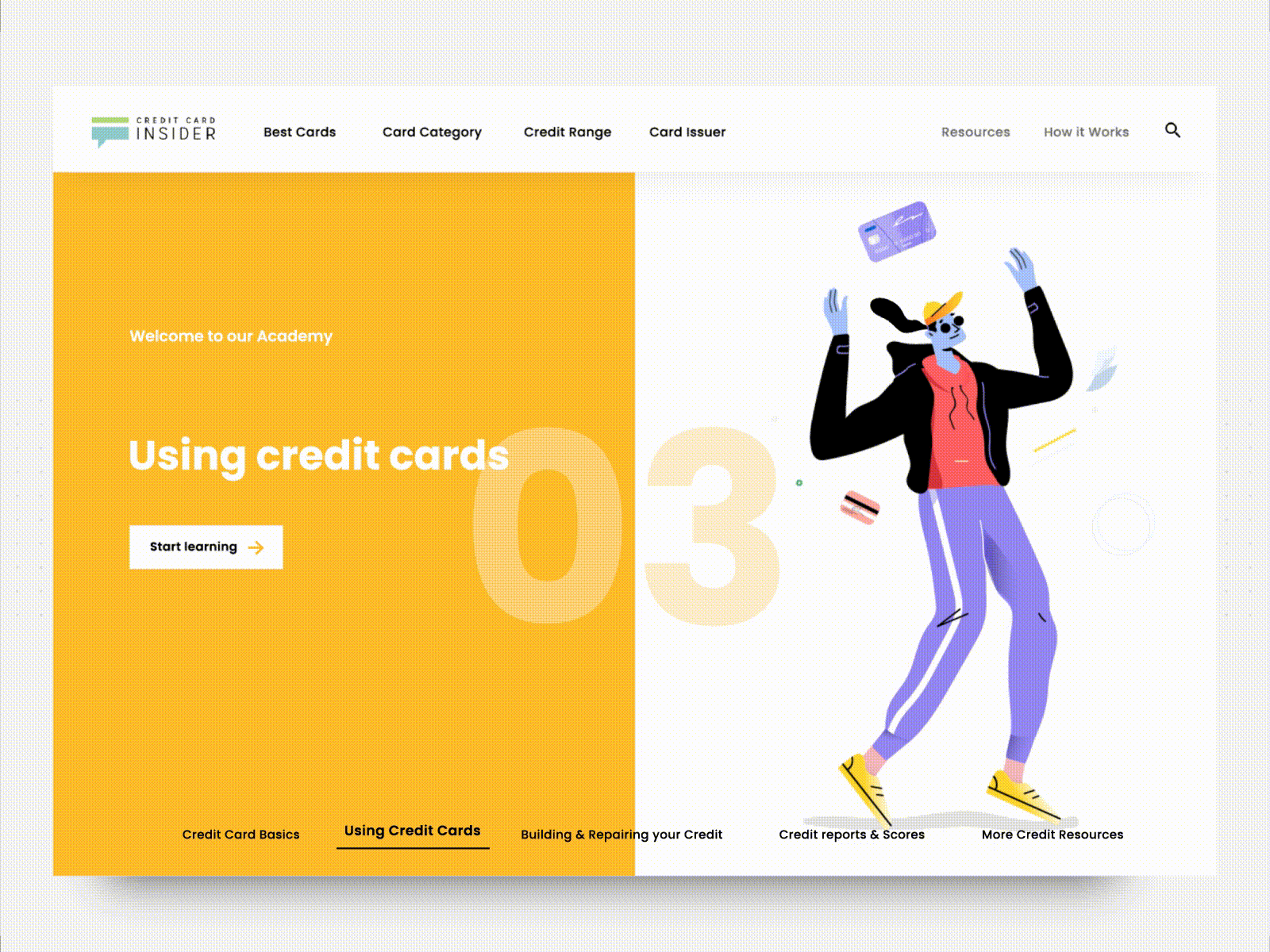 Credit Card Insider animation app credit cards design illustration motion motion ui ui ux website