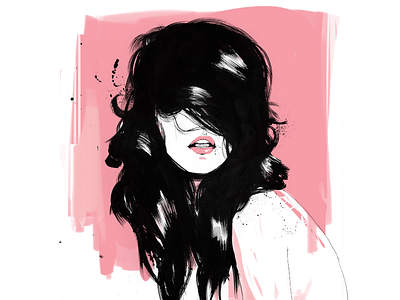 Hair beauty fashion female girl hair illustration ink lips lipstick love pink woman