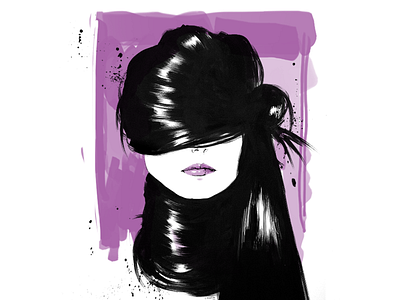 Hair II beauty blind fashion female hair illustration ink lips lipstick love purple woman