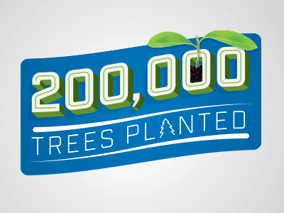 200,000 Trees Planted! animation blue gif green leaf liquid plant trees typography
