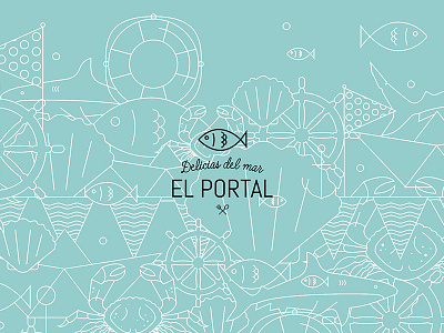 El Portal aqua basurto fish food. logo mexican miguel seafood