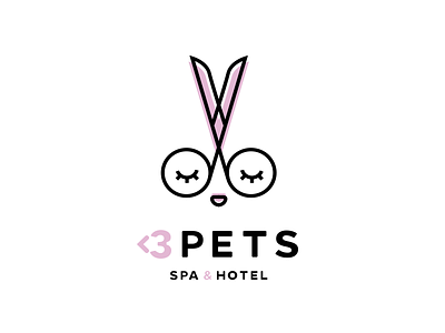 <3 PETS animal brand hotel logo mexico minimal pet rabbit savage spa