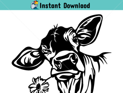 Cow With Flower SVG