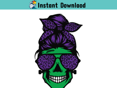 Mom Monster Skull SVG