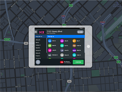 Chariot Driver App Night Mode: Rider Boarding android app color scheme driver app night mode rider visual design