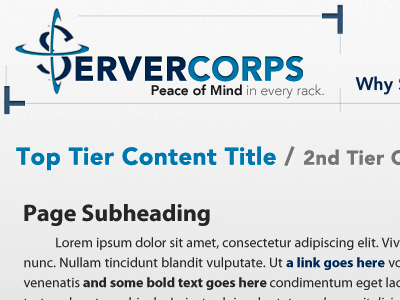 Generic Tiered Content avenir blue myriad pro redesign servercorps