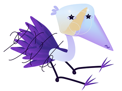Heron character design illustration vector