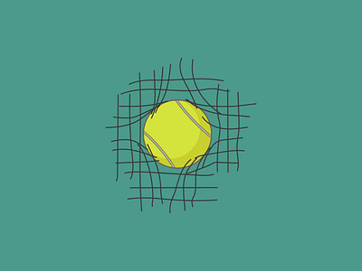 Tennis ball going through net design graphic design illustration poster vector