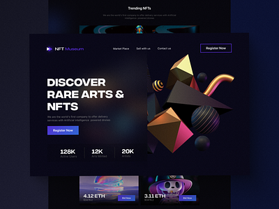 NFT Market Place Web Design Concept black dark figma illustration landing page logo nft sell ui ux