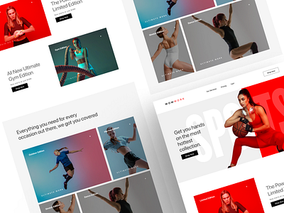 Premium Sports wear website design elegant girls gym light theme minimal premium red sports ui women