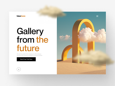Gallery From the Future - Web Design cloud concept figma futuristic gallery landing page light theme ui