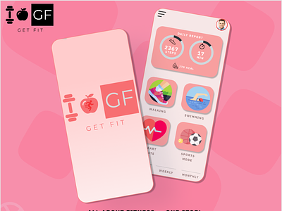 Get Fit app design illustration logo ui