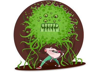 Doctor vs Virus battle character coronavirus design doctor hero illustration monster vector virus