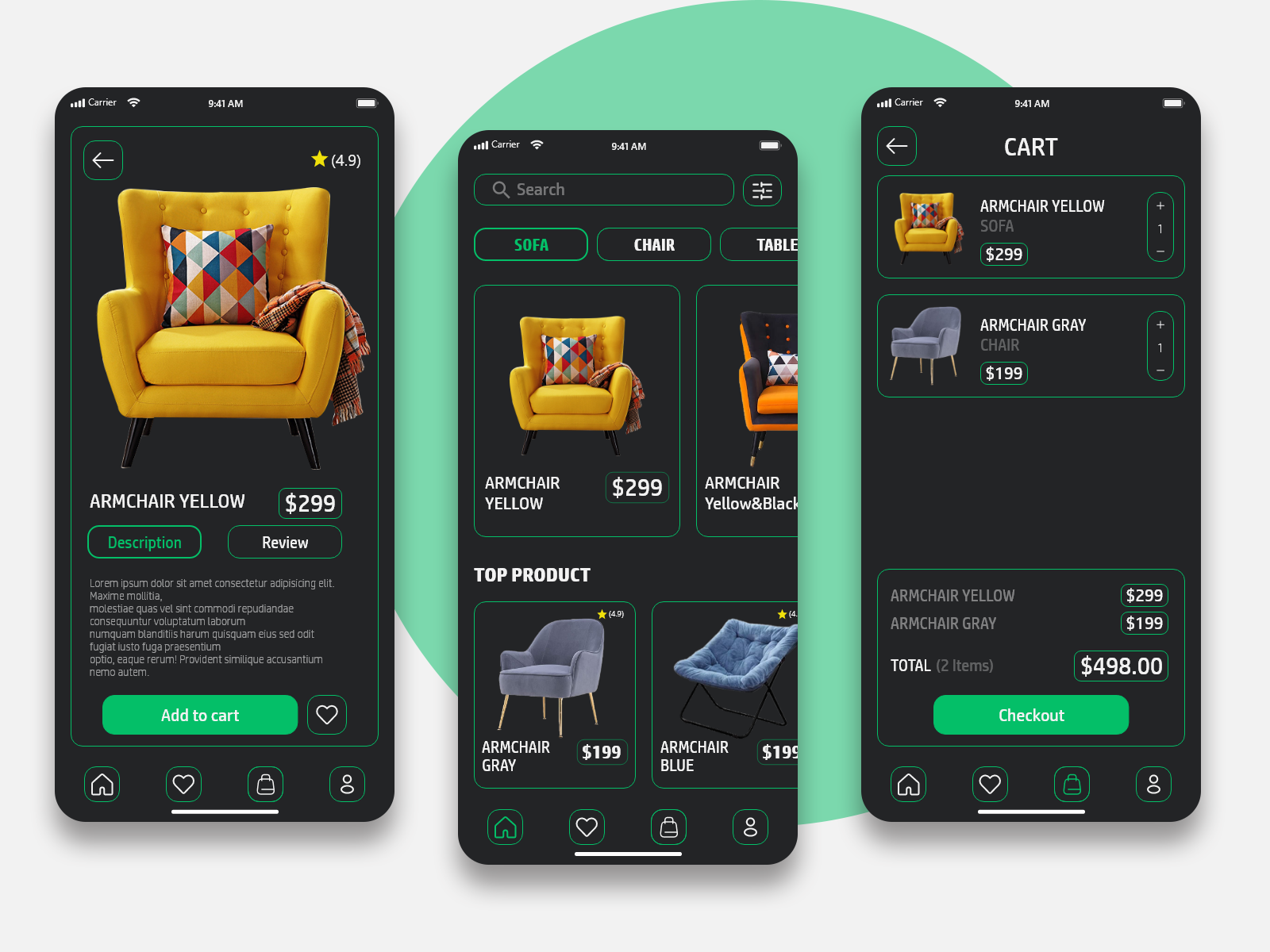 Furniture Shop Mobile App Design by Ibrahim Taha on Dribbble