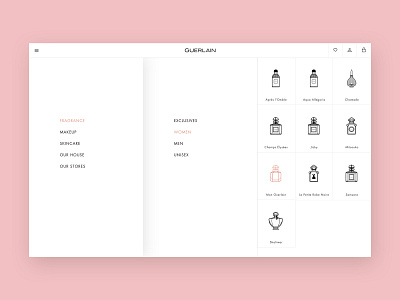 Guerlain - Navigation branding design e comerce fragrance iconography layout luxury menu navigation ui