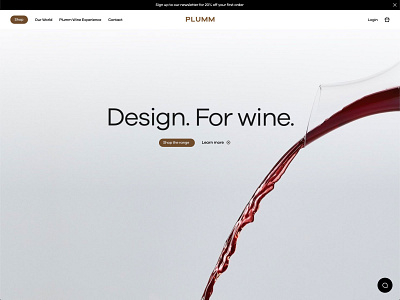 Plumm Wineglasses Landing Page clean digital design uxui web design