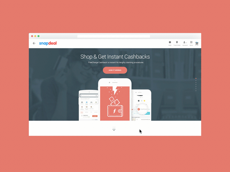 Freecharge & Snapdeal instant cashback landing page wallet