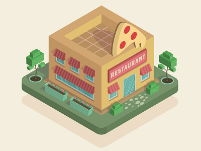 Restaurant isometric design graphic design illustration isometric landscape vector