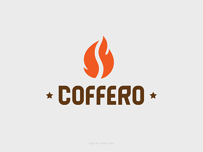 Coffero Roaster Shop Logo bean brand coffee coffero fire logo design logotype mark naming ralev roast shop