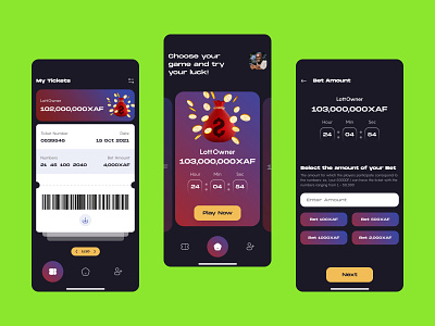 Betting App UI Design app beting app design green mobile app mobile design ticket ui ux