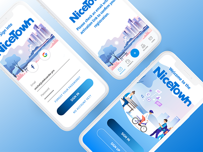Welcome to the Nice Town bills design eco ecology figma illustration mobile mobile design payments sign in sign up smart city ui