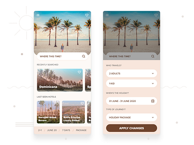 Travel App Home beach design figma holiday design holidays ios mobile mobile app mobile app design mobile ui search travel travel app traveling ui