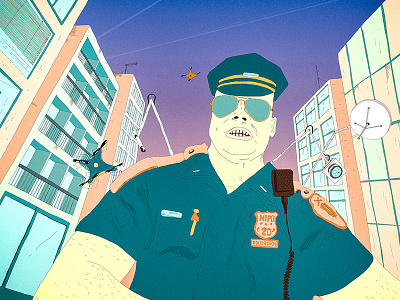 New police colors cop drawing drones hand human nypd police security