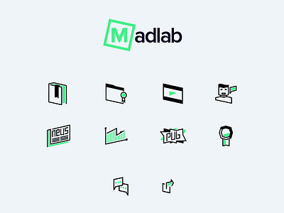 Madlab Icon Set advertising agency black creative design studio editorial green icons