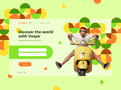 Landing page for Vespa renting service