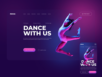 Landing page for a dance school branding dance dance school figma graphic design landing page ui ux web design