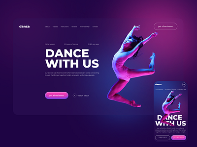 Landing page for a dance school