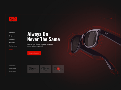 Homepage for famous Rayban branding figma graphic design illustration logo luxotica rayban sunglasses ui ux web design