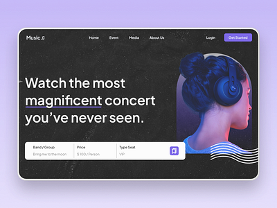 Music Concert Landing Page - Website app branding concert design graphic design icon illustration landing page logo music ui ux vector website