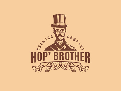 Hop Brother Logo Design beer branding charachter creative design drawing graphic design hand drawn illustration logo logo design