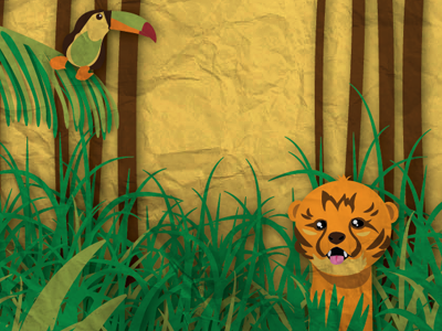 Welcome to the Jungle cartoon children illustration paper texture