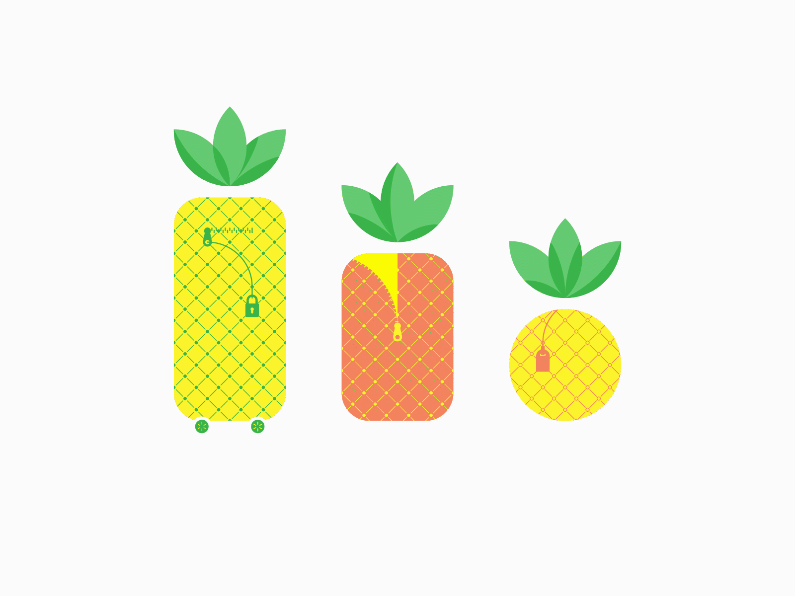 Pineapple Animation after effects animated animation design flat gif illustration luggage luggage tag minimal pineapple