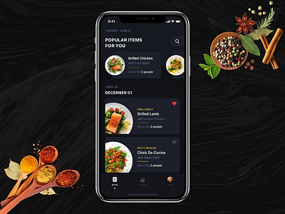 Food App Dark graphic design ui