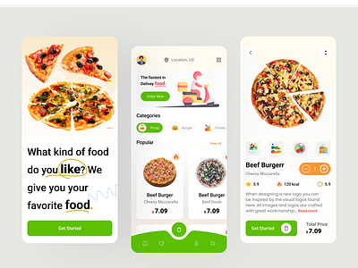 Pizza Delivery mobile App branding logo motion graphics ui