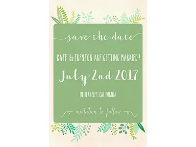 Save The Date card floral invitation save the date typography wedding