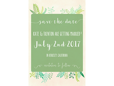 Save The Date card floral invitation save the date typography wedding